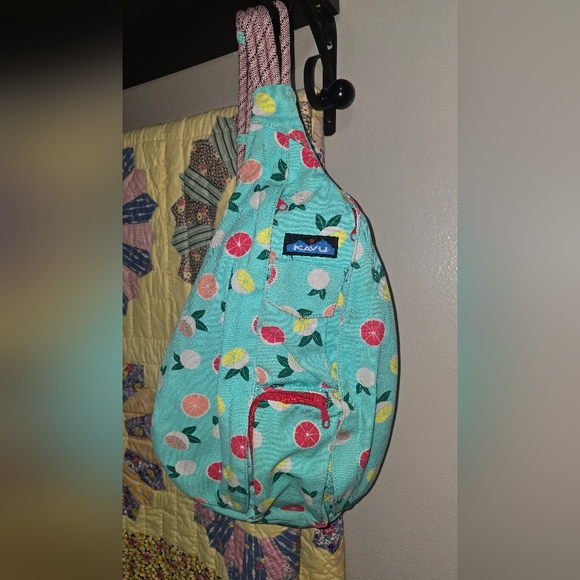 KAVU Teal Backpack with Colorful Fruit Design - Picture 1 of 3